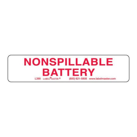 American Labelmark Co LabelMaster L390 Nonspillable Battery Label 4.5" x 1.00", Paper, 500/Roll L390